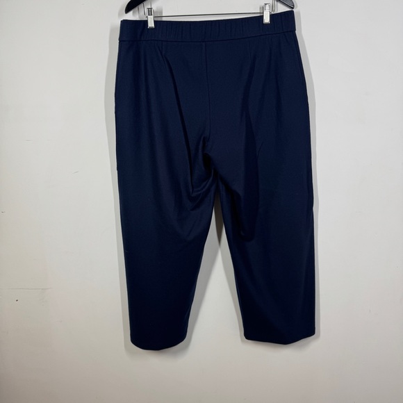 Eileen Fisher Navy Wool Ankle Pants Size L Pull On Stretch Workwear Minimal - Picture 10 of 14